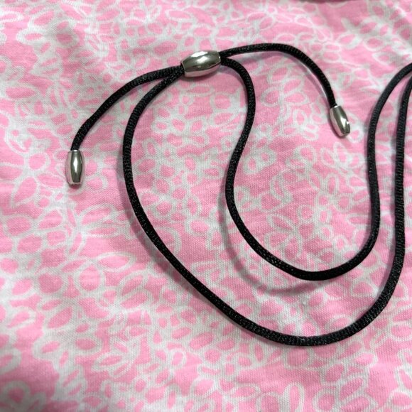 J. Jill Black Cord Rhinestone Bead Sparkle Adjustable Necklace - Picture 3 of 3